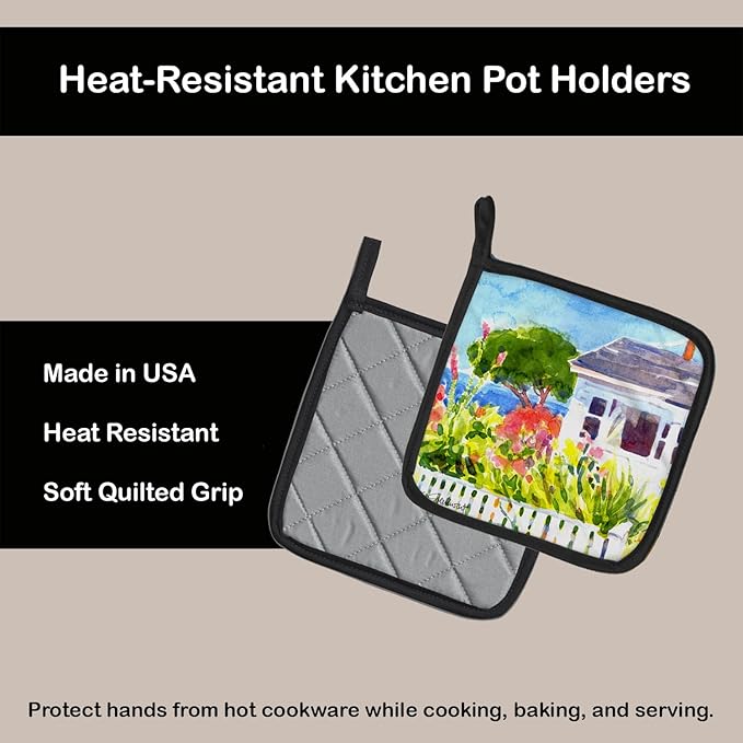 Caroline's Treasures 6133PTHD Houses Pair of Pot Holders Kitchen Heat Resistant Pot Holders Sets Oven Hot Pads for Cooking Baking BBQ, 7 1/2 x 7 1/2