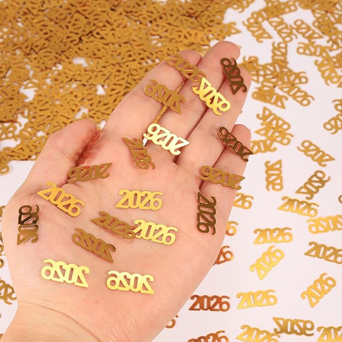 200 Pcs New Year 2026 Confetti, Gold 2026 Table Shiny Confetti Glitter for Happy New Year Decorations 2026 New Years Eve Table Decorations