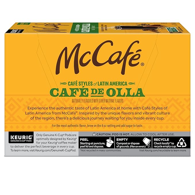 McCafe Cafe Styles of Latin America Cafe de Olla, Keurig Single Serve K-Cup Coffee Pods, 60 Count (6 Packs of 10)