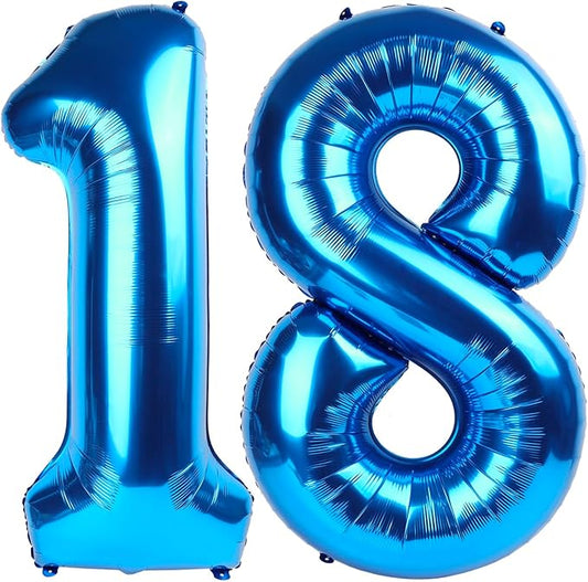 Number 18 Balloon, 18 Balloons for Birthday Party, 40 Inch 81 Number Balloons, Dark Blue Digital Balloons for Adult Ceremony Wedding Anniversaries Party