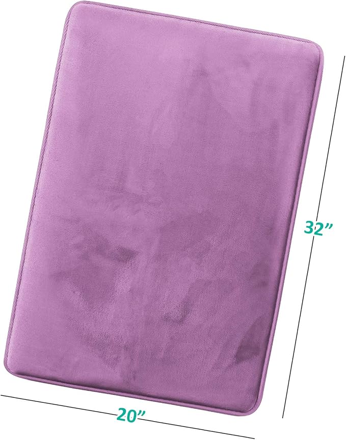 Clara Clark Bathroom Rugs, Velvet Memory Foam Bath Mat, Non-Slip, Machine Washable Bath Rugs - Dries Quickly, Ultra Soft Plush Bath Mats for Bathroom, 20 x 32, Lavender Dream