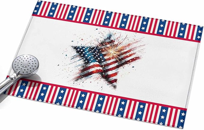 Area Rug 2x3ft, 4th of July Stars Stripes Abstract Flag Washable Rugs for Living Room Bedroom, Patriotic Theme Soft Non-Slip Area Rugs Rectangle Floor Carpet for Dining Room