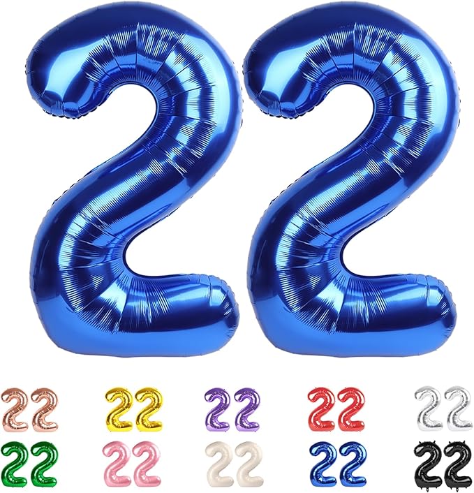 Numbers 22 Balloons, 22nd Dark Blue Party Decorations for Girl Boys, 40 In Big 22nd Balloons for Engagement, Wedding, Celebration Party, Graduations, Photo Shoot