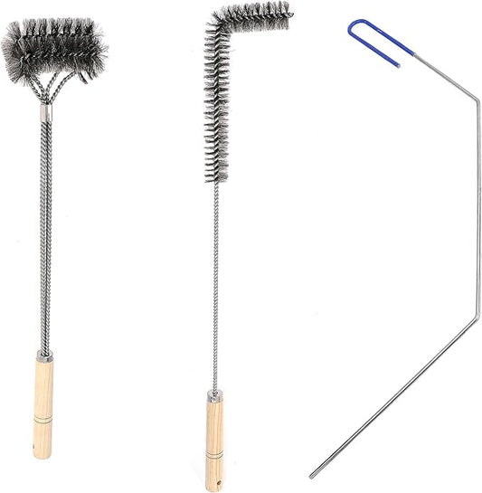 3 Pcs Fryer Cleaning Tools - L Shaped Stainless Steel Bristles Deep Cleaning Brush and Rod for Restaurant Air Fryer