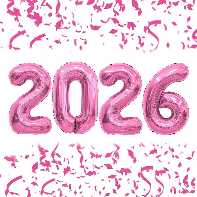 2026 Balloons 40 Inch 2026 Balloon Numbers Pink New Years Balloons for New Years Nye Decorations Mylar Foil 20 26 Happy New Year Balloon for 20 26 Graduation Decor Globos De Año Nuevo Party Supplies