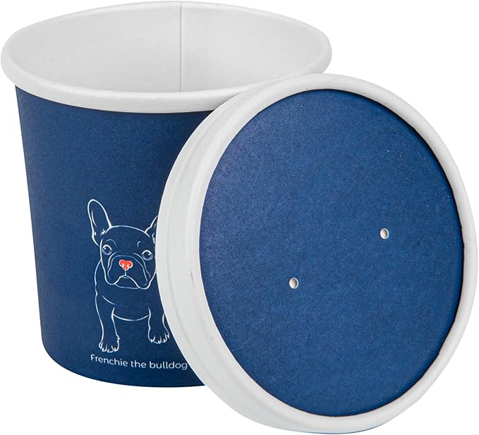Restaurantware Bio Tek Blue Paper Soup Container Lids, 200 Disposable, 12 Ounce, Round, Modern Style, Airtight, Sold Separately