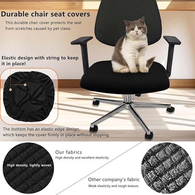 Newfashion Office Chair Seat Cover Universal Fit Stretch Washable Slipcover Protector for Desk Swivel Computer Chair (Camel)