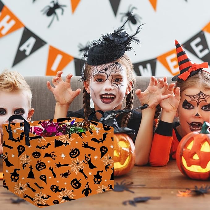 Rectangular Halloween Basket,Trick or Treat Basket for Boys and Girls,Waterproof collapsible storage box,Halloween Decor,Gift box(Witch Halloween)