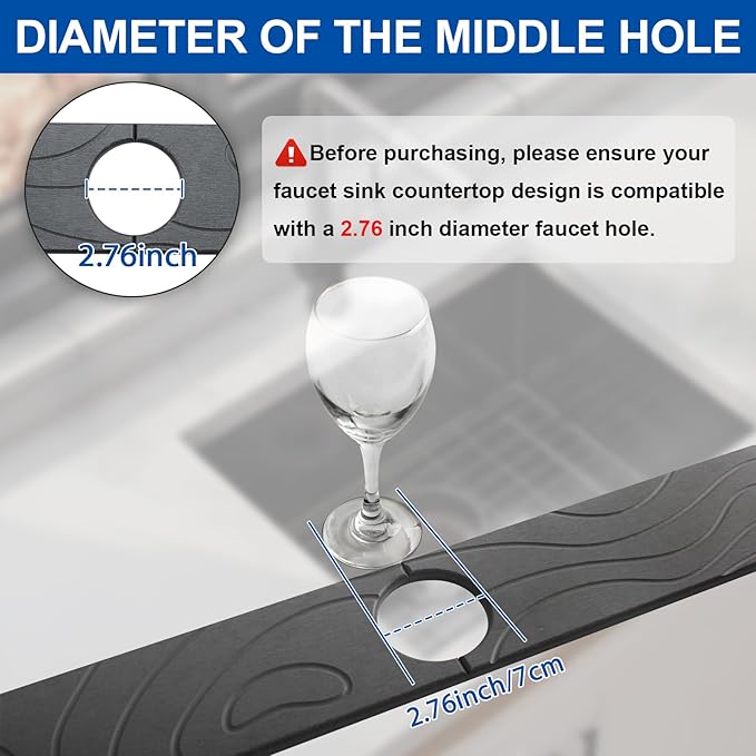 Faucet Mat for Kitchen Sink - Diatomite Quick Dry Sink Splash Guard, Super Absorbent, Kitchen Stone Sink Tray, Faucet Splash Guard for Bathroom Counter (23.62 * 3.93")