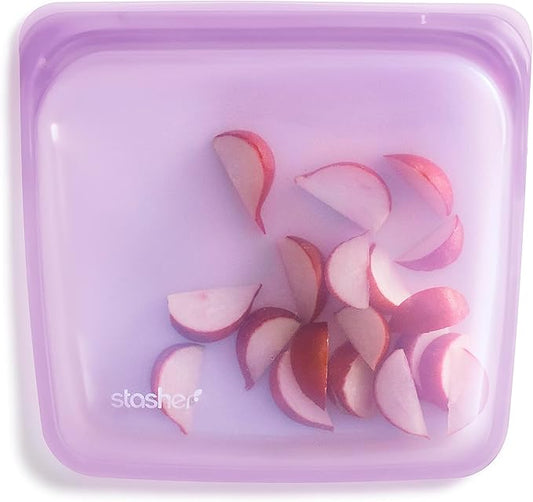 Stasher Silicone Reusable Storage Bag, Sandwich Bag, Reusable Freezer Bags, Microwave, Dishwasher, Oven Safe, Sous Vide, Lunch Container, Eco Friendly, Leak-free Food Storage Bags, 28 oz, Purple | Reusable Food Bag
