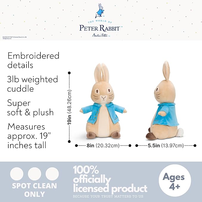 Peter Rabbit Bedding Weighted Cuddle Pillow – 3lb Soft Plush & Cozy Pillow for Comfort (Officially Licensed Product) by Franco Calm