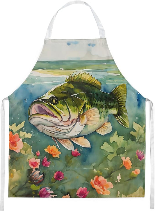 Caroline's Treasures Largemouth Bass Apron Cooking Kitchen Server Baking Crafts Gardening for Adult Women Men, Unisex, Large, Multicolor