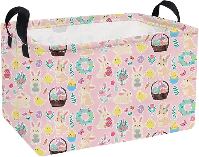 Essme Rectangular Easter Basket,Kids Baskets Empty with Handles,Cute Baskets for Kids Room Decor,Boys and Girls, Gift Basket
