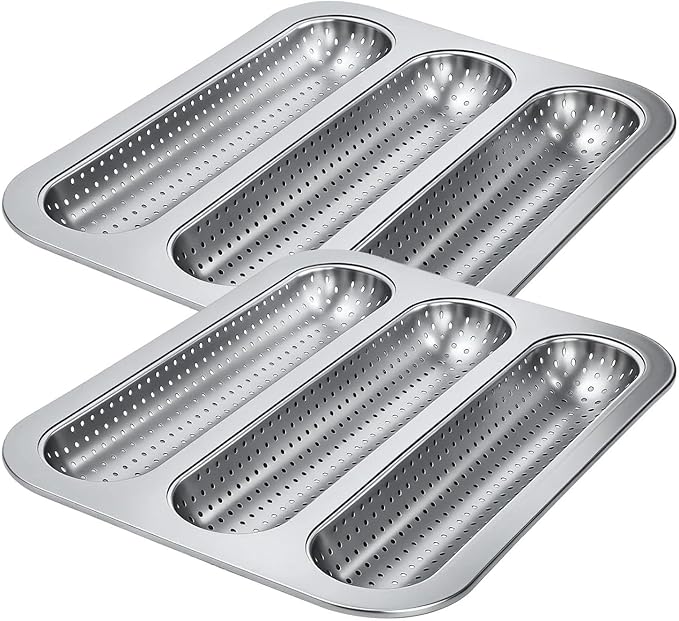 Bread Baking Pan, Baguette Mold Set, Nonstick Fixture with Balanced Grip, Perforated Tray with Consistent Utility, 0.79x9.84x1.18 inches Kitchen Organizer, Outdoor Accessory for Cooking Routine