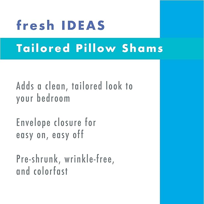 FRESH IDEAS Poplin Tailored 2-Pack Pillow Sham, King, Black (FRE201XXBLAC09)