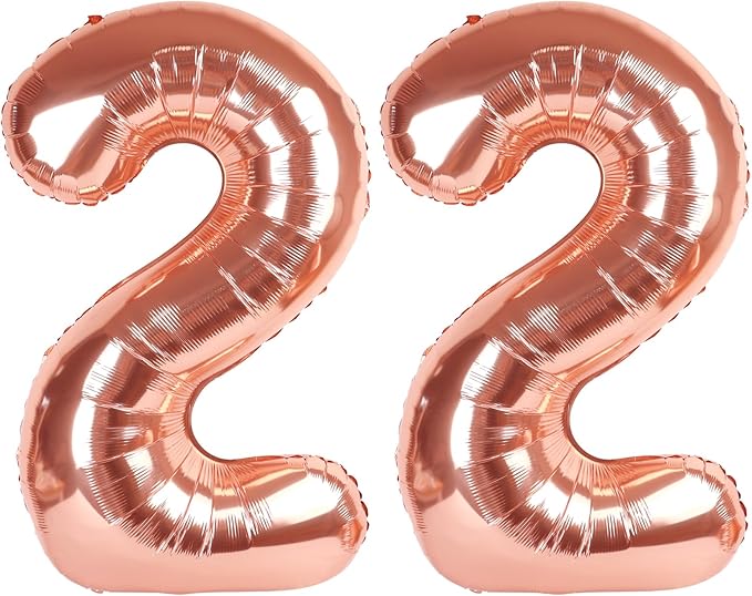 22 Balloons Number Birthday Party Decorations, 40 Inch Baloons for Women Men, Rose Gold Number Decor for Party, Marriage Proposal, Wedding Anniversaries Events