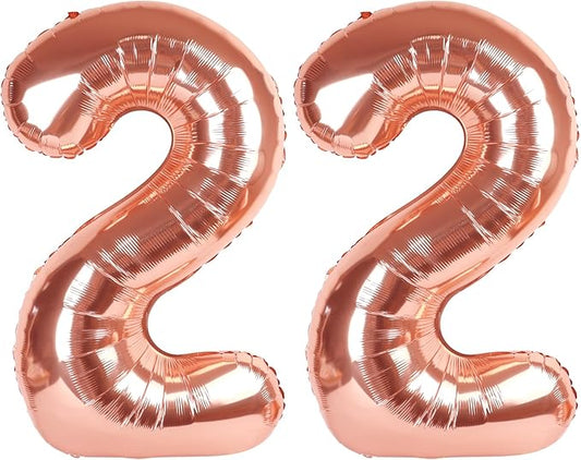 22 Balloons Number Birthday Party Decorations, 40 Inch Baloons for Women Men, Rose Gold Number Decor for Party, Marriage Proposal, Wedding Anniversaries Events