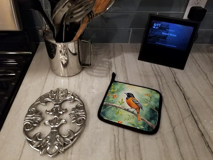 Caroline's Treasures Maryland Baltimore Oriole Pair of Pot Holders Kitchen Heat Resistant Pot Holders Sets Oven Hot Pads for Cooking Baking BBQ, 7 1/2 x 7 1/2