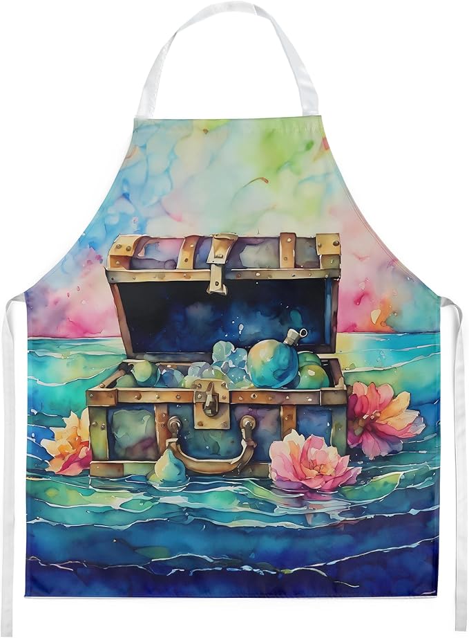Caroline's Treasures Treasure Chest Apron Cooking Kitchen Server Baking Crafts Gardening for Adult Women Men, Unisex, Large, Multicolor