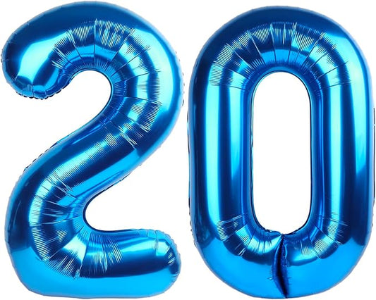 20 Number Balloon, Dark Blue Big Number Balloons for Women Men, 40 Inch Digital Balloon for Happy Birthday Decoration Supplies, Anniversaries, 2026 New Years Eve Party