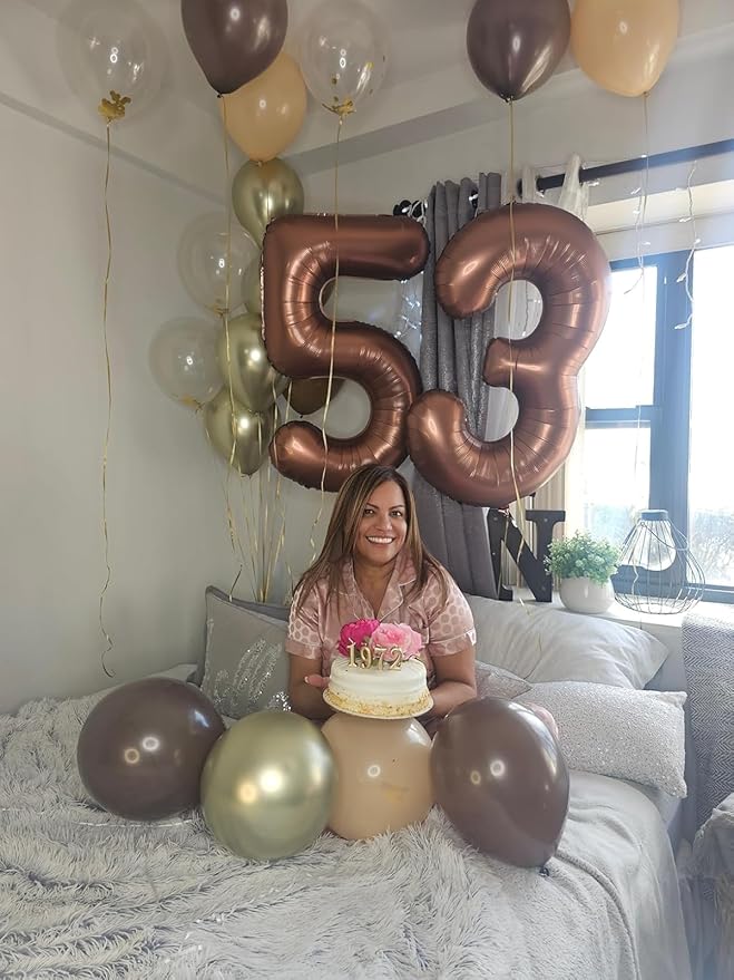 Balloons Number 5, Coffee Brown Balloon Numbers for Girls Boys 40 Inch Happy Birthday Decorations for 5 15 25 2025 Graduation Wedding Anniversaries