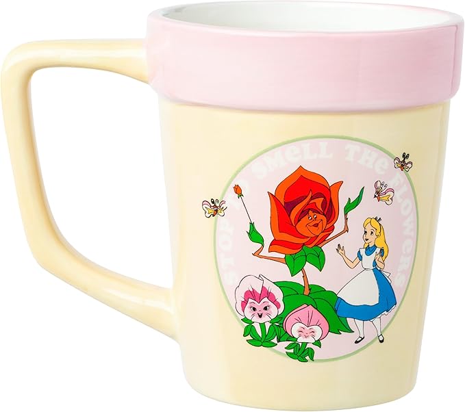 Silver Buffalo Disney Alice in Wonderland “Stop to Smell The Flowers” Ceramic 3D Sculpted Mug, 20 Ounces