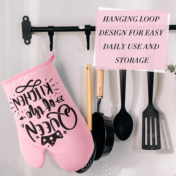 LemonRoad 12 Pcs Oven Mitt, Funny Kitchen Cooking Oven Mitts, Pink Kitchen Accessories, Cute Baker Stuff, House Warming Gifts New Home Mothers Day Birthday Present for Women Mom