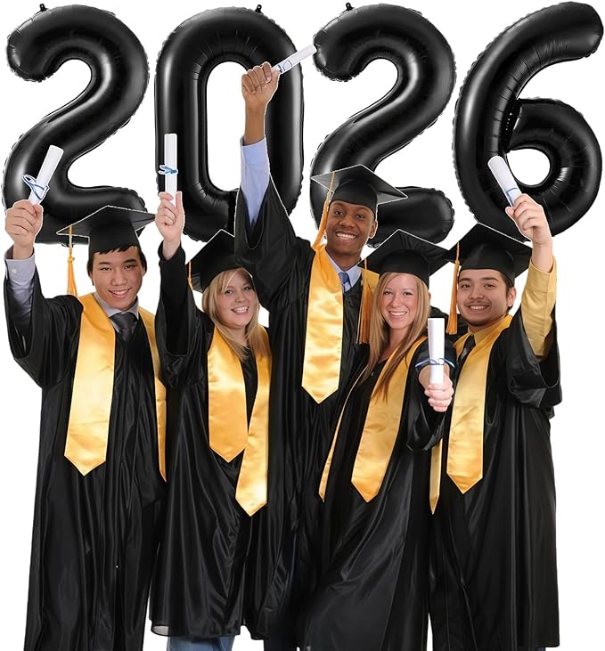 Black 2026 Balloons, 40 Inch 2026 Number Balloon Foil New Year Balloon Numbers for New Years Eve Party Graduation Party Decoration