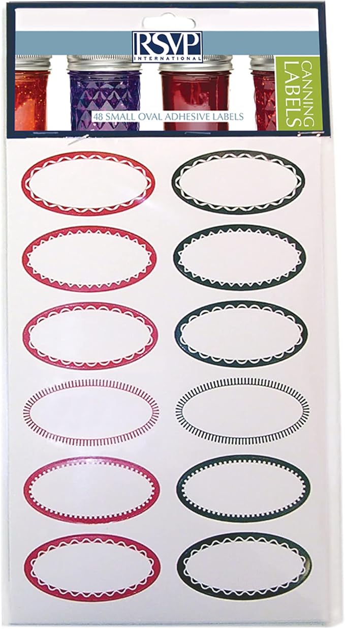 RSVP Oval Canning & Jelly Jar Labels, Small, 48 Count