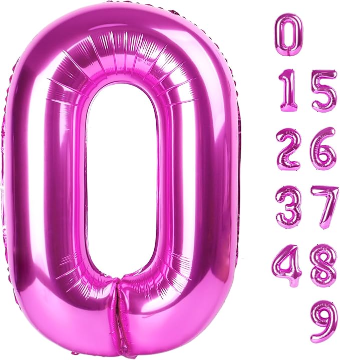 Number 0 Balloons 40 Inch Rose Purple Number Balloons for 10 20 30 40 50 60 70 80 90 100 Numbers Balloon Birthday Decorations Wedding Event Baby Shower