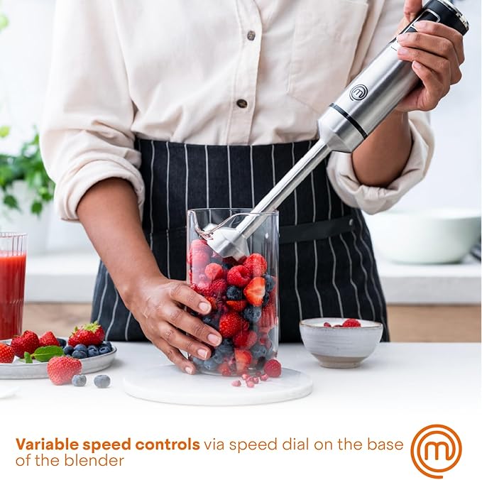 MasterChef Immersion Blender Handheld,Stainless Steel Hand Held Blending Stick Emulsifier,Puree Blender for Making Baby Food,Soup,Sauces,Powerful 400W Motor with Variable Speed Control,(Pack of 12)