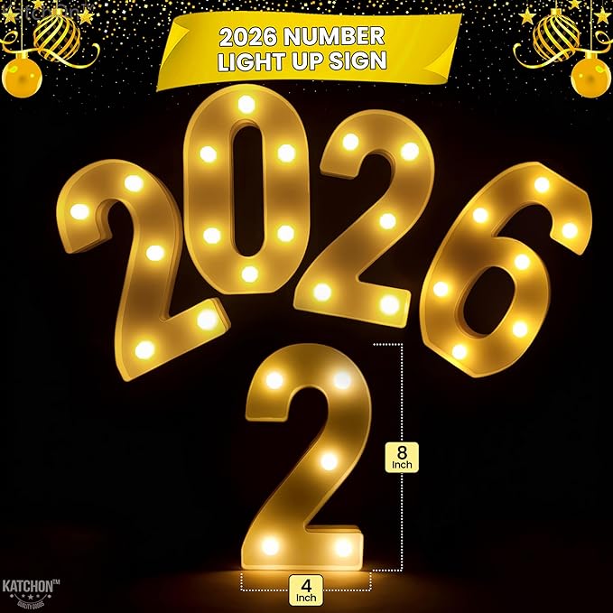 KatchOn, Led Light Up 2026 Sign - 8 Inch | 2026 Marquee Numbers for Graduation Decorations 2026 Light Up Numbers for Graduation Party Supplies 2026 Light Up Numbers for Graduation