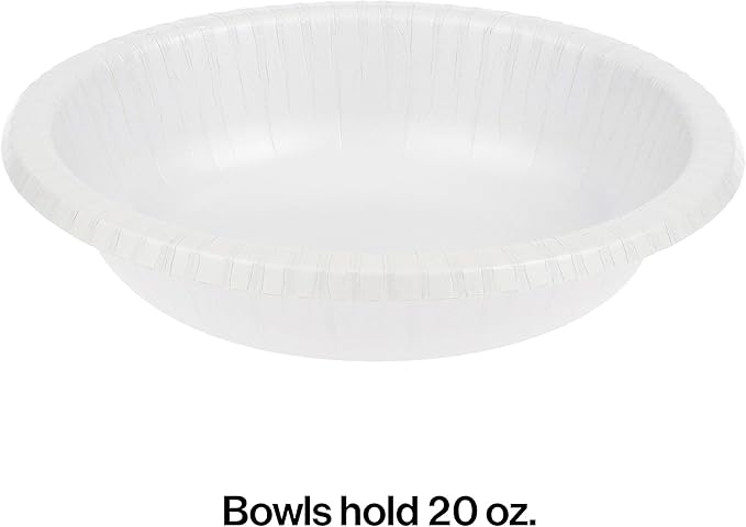 Creative Converting Touch of Color 20 Count Paper Bowl, 20 oz, White