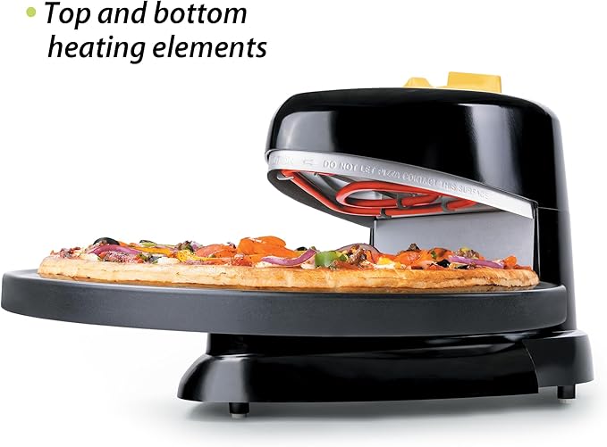 Presto 03434 Pizzaz Plus Rotating Oven - 12-Inch, Countertop Pizza Oven, Nonstick Tray, Top and Bottom Heating Elements, Easy to Clean, Green/Gold
