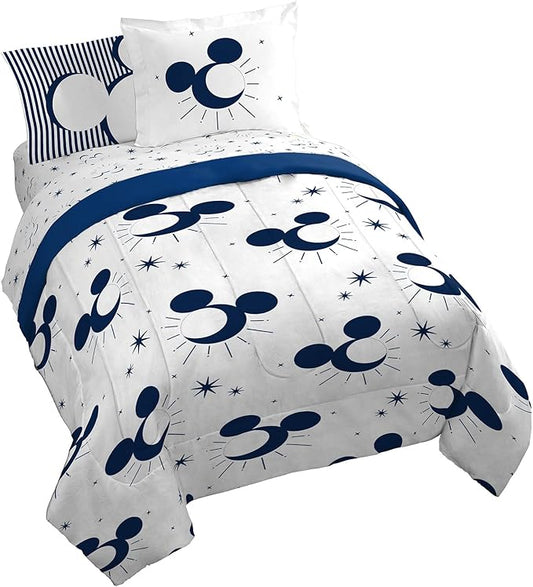 Disney Mickey Mouse King Comforter Set - 7 Piece Bedding Includes Sheet Set & Pillow Covers - Super Soft Cozy Celestial Bedding