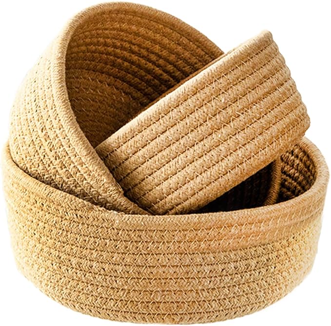 BFYDOAA Cotton Rope Cube Shelf Storage Baskets for Organizing,Decorative Basket for Closet Storage, Baskets for Baby Kid Toys, Soft Cotton Basket Bins for Bathroom Bedroom Organizing