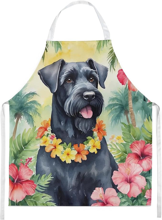 Caroline's Treasures Giant Schnauzer Luau Apron Cooking Kitchen Server Baking Crafts Gardening for Adult Women Men, Unisex, Large, Multicolor