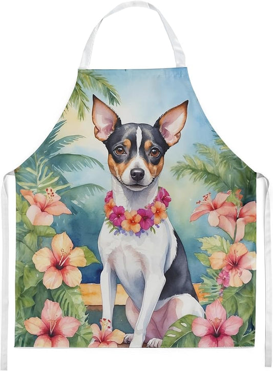 Caroline's Treasures Rat Terrier Luau Apron Cooking Kitchen Server Baking Crafts Gardening for Adult Women Men, Unisex, Large, Multicolor