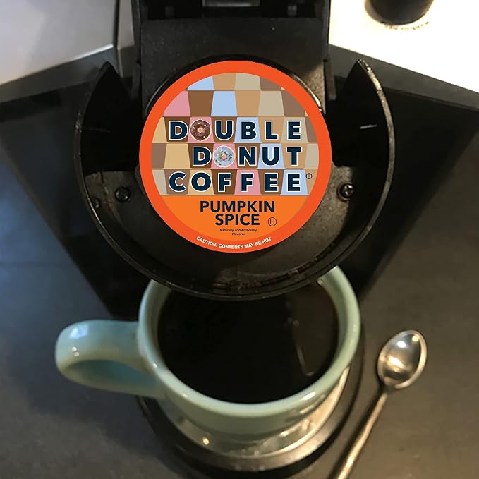 Double Donut Coffee Pumpkin Spice Coffee Pods, Single Serve for Keurig K-Cup Machines, Medium Roast, 48 Count