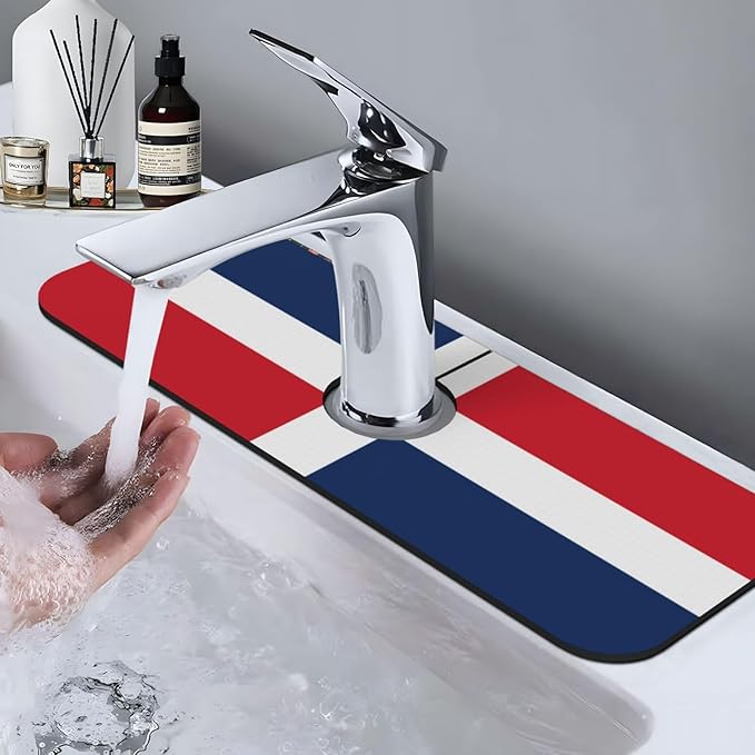 Dominican Republic Printed Faucet Absorbent mat, Suitable for bathrooms, Kitchens, and Other Sink Areas.