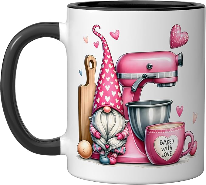 Baker Cute Baking Pastry Chef Bake Love Bakery Owner Ceramic Mug, Black/White