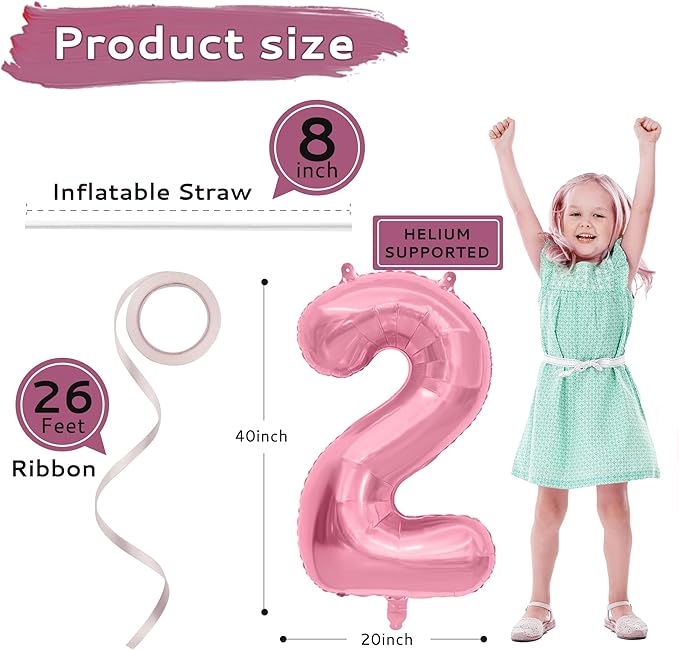 2026 Balloons New Years Eve Party Supplies - 40" Large 2026 Pink Foil Number Balloon New Years Decorations Graduation Balloons Class of 2026 Happy New Year Birthday Anniversary Graduation Decorations