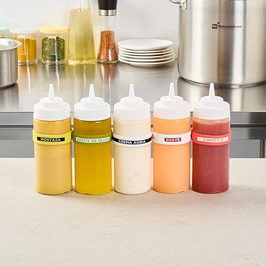 Restaurantware Silicone Squeeze Bottle Bands 1 Count 2.75 Inch Dishwasher Safe Condiment Identification Band, Sour Cream White Non-Slip Label Band for Condiment Labeling at Restaurants, Food Trucks
