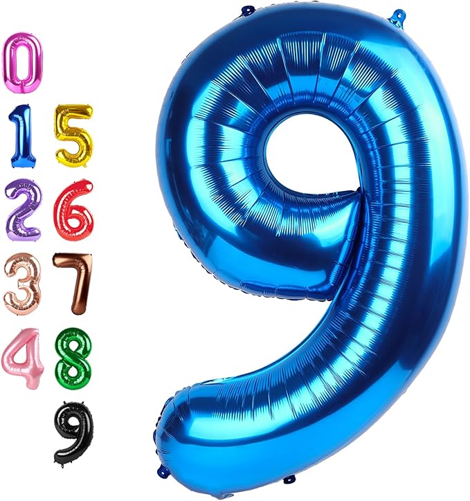 9Th Birthday Decorations 9 Number Balloons, Happy Birthday Decoration for 9th, Dark Blue Balloon Numbers 40 Inch for Girls Boys Women Men Engagement, Bridal Shower Party