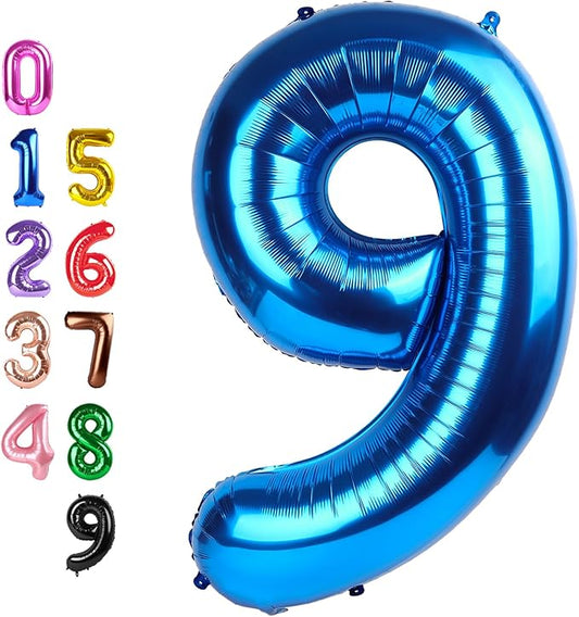 9Th Birthday Decorations 9 Number Balloons, Happy Birthday Decoration for 9th, Dark Blue Balloon Numbers 40 Inch for Girls Boys Women Men Engagement, Bridal Shower Party