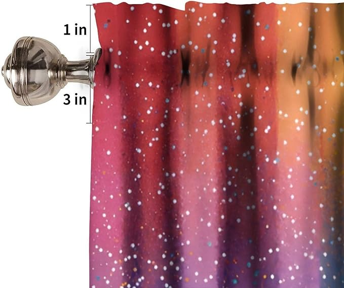 Rainbow Glitter Valance, Kids Colorful Magical Sparkle Art Short Rod Pocket Window Drapes for Kitchen Dining Room Bedroom Home Decor, 54x18Inch