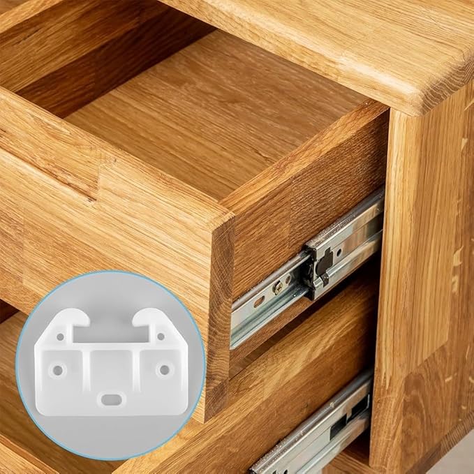 10 Pack White Drawer Guide Bottom Replacement Parts Dresser Cabinet Wardrobe Kitchen Furniture Repair Kit Smooth Sliding 2.28x1.61in