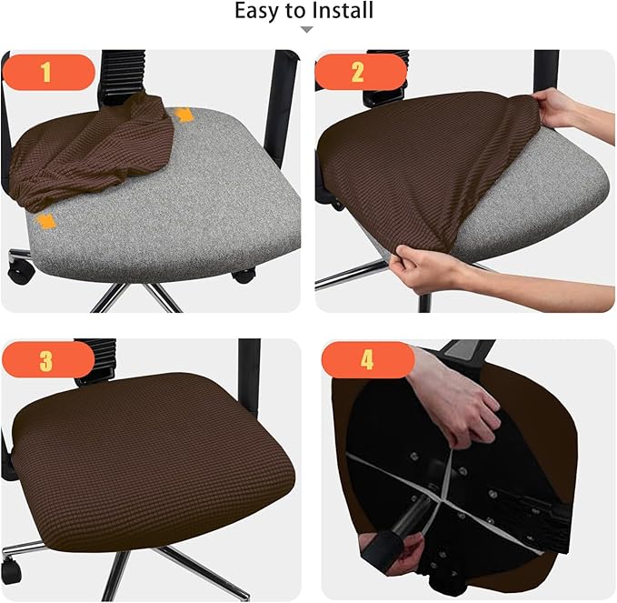 Newfashion Office Chair Seat Cover Universal Fit Stretch Washable Slipcover Protector for Desk Swivel Computer Chair (Coffee)