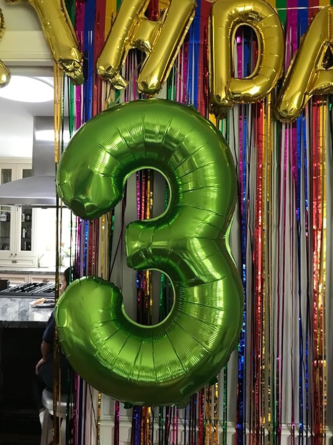 40 Inch Number Balloon 3rd, Three Dark Green Happy Birthday Balloons for Girls Boys Babies, Number Balloons for 3 13 23 30 Wedding Bridal Shower Anniversaries Party
