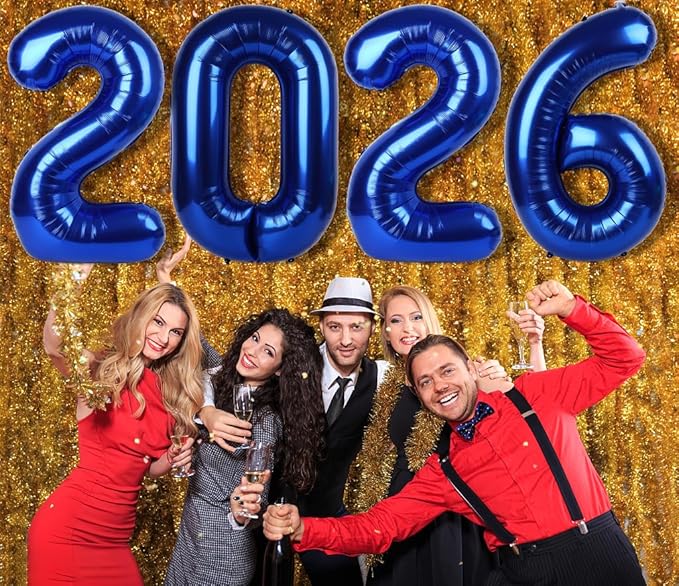 Number 2026 Balloons, Happy New Years Eve Party Decorations, Navy Blue Balloon Numbers 40 Inch for 20 26 Girls Boys Women Men Engagement, Bridal Shower Party